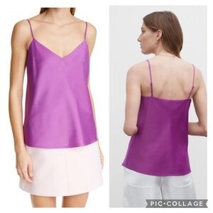 CLUB MONACO KORA V neck satin purple tank cami small